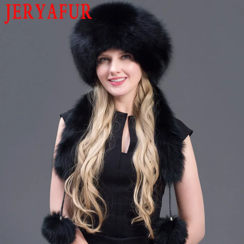 JERYAFUR/теплая женская зимняя шапка из натурального Лисьего меха Лоскутная