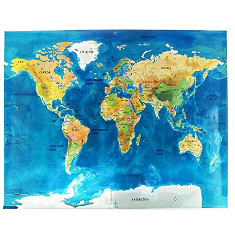 Scratch Off World Map Ocean Edition путешественники исследователи подарок Офисные