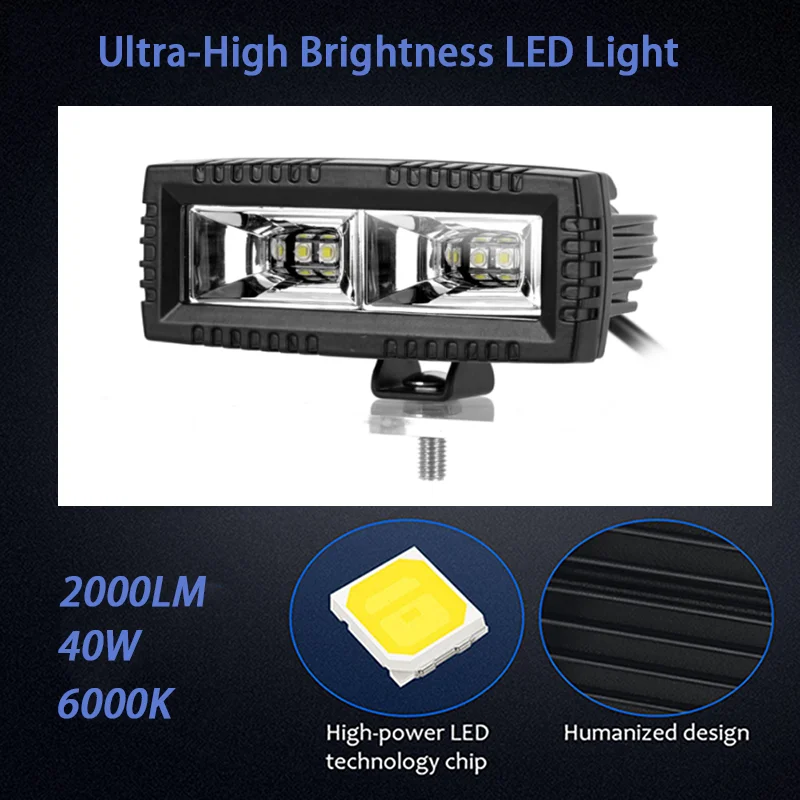 

Minjie New LED 40W 2000LM LED Work Light Lamp Square Floodlight 10-30V Offroad LED Light Bar For Truck Car SUV Boat