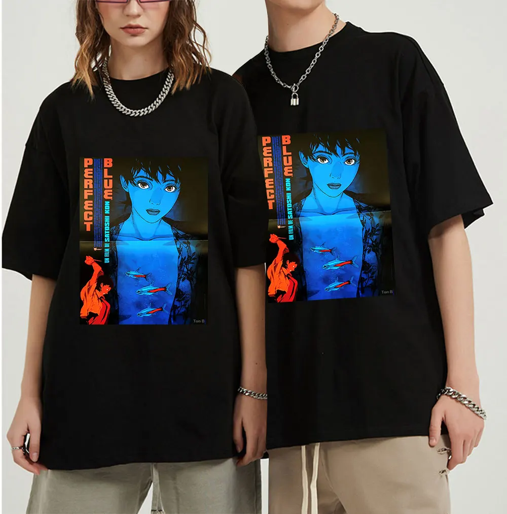 

Perfect Blue T Shirt for Men 100% Cotton Crazy T-Shirt Crew Neck Satoshi Kon Anime 1997 Tees Short Sleeve Tops Gift Idea