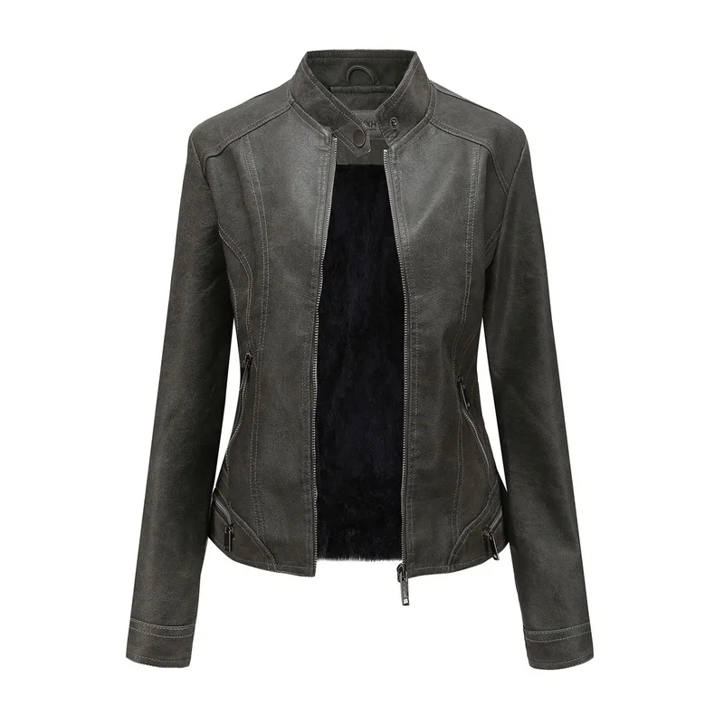 Новая осенняя и зимняя женская бархатная куртка однотонная Повседневная кожаная