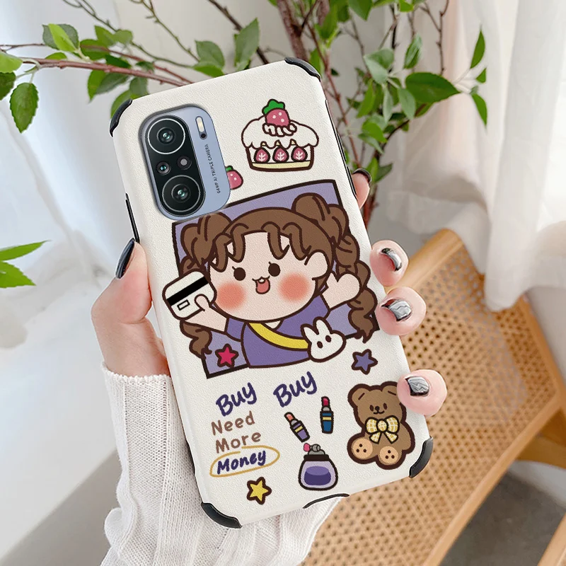 

Gold Little Bear Phone Case For Xiaomi Redmi K40 k40pro K40proplus Pro Proplus Liquid Silicone Cover
