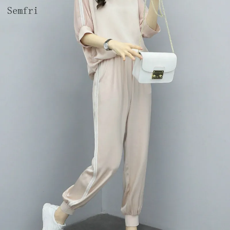 

Semfri 2020 Summer Tracksuit Women New Fashion Casual Sports Suit Trousers and Hoodies Clothes Female Loose Style Two Piece Set