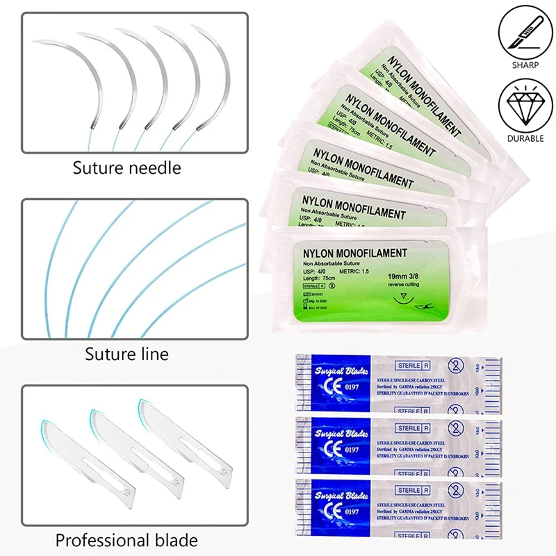 

Suture Practice Kit for Students Suture Practice Kit for Suture Training Full Set of Essentials Stainless Suturing Tools