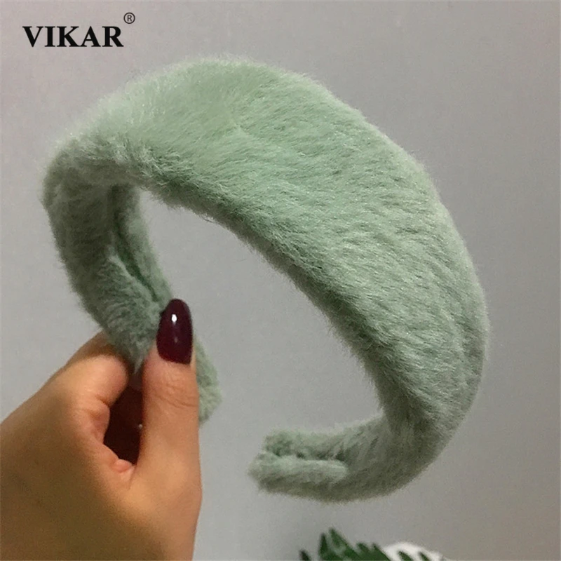 

New Women Lambswool Headband Bohemian Solid Hairband Wide-Brimmed Fashion Hair Hoop Bezel Turban Headwear Girls Hair Accessories