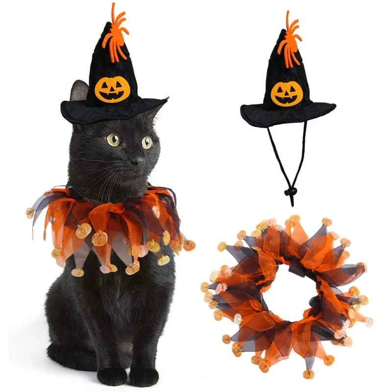 

Cat Hat Collar Suit for Halloween Party Decoration Dress Up Accessories Halloween Apparel Spider Pattern