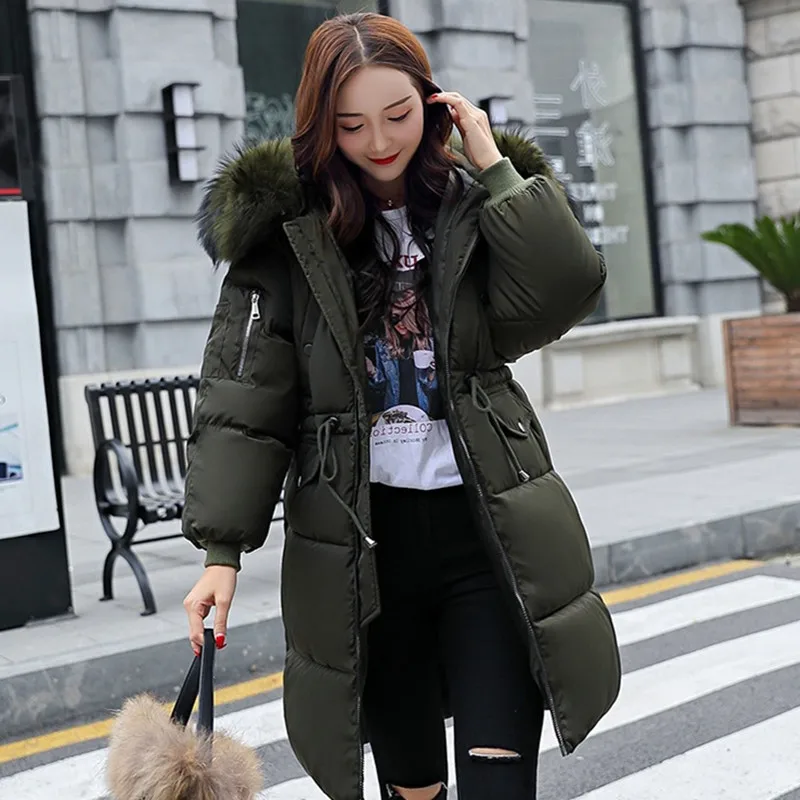 Женская куртка средней длины Зимняя Толстая парка из искусственного меха Y90