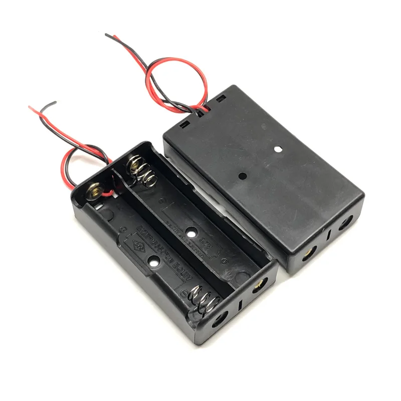 

2 x 18650 Plastic Battery Storage Case Box Holder Leads 2 Slots Way 3.7V DIY Batteries Clip Holder Container With Wire Leads