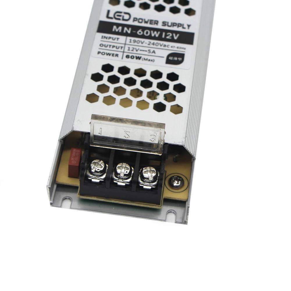 Ультра тонкое освещение трансформаторы DC 12V 24V 60W Светодиодный источник питания