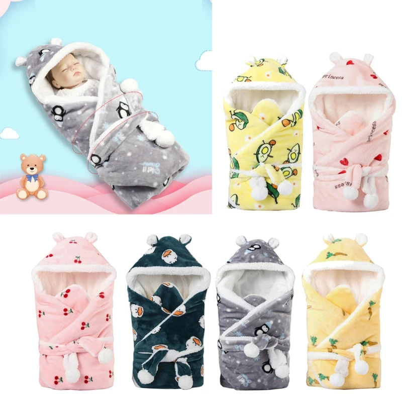 

Winter Baby Boys Girls Blanket Wrap Double Layer Fleece Baby Swaddle Sleeping Bag For Newborns Baby Bedding Blanket Kid