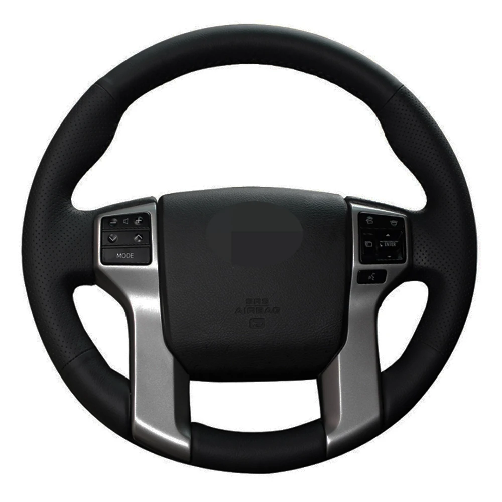 Car Steering Wheel Cover DIY Black Artificial Leather For Toyota Land Cruiser Prado 2010-2017 Tundra Tacoma 4Runner 2014-2019