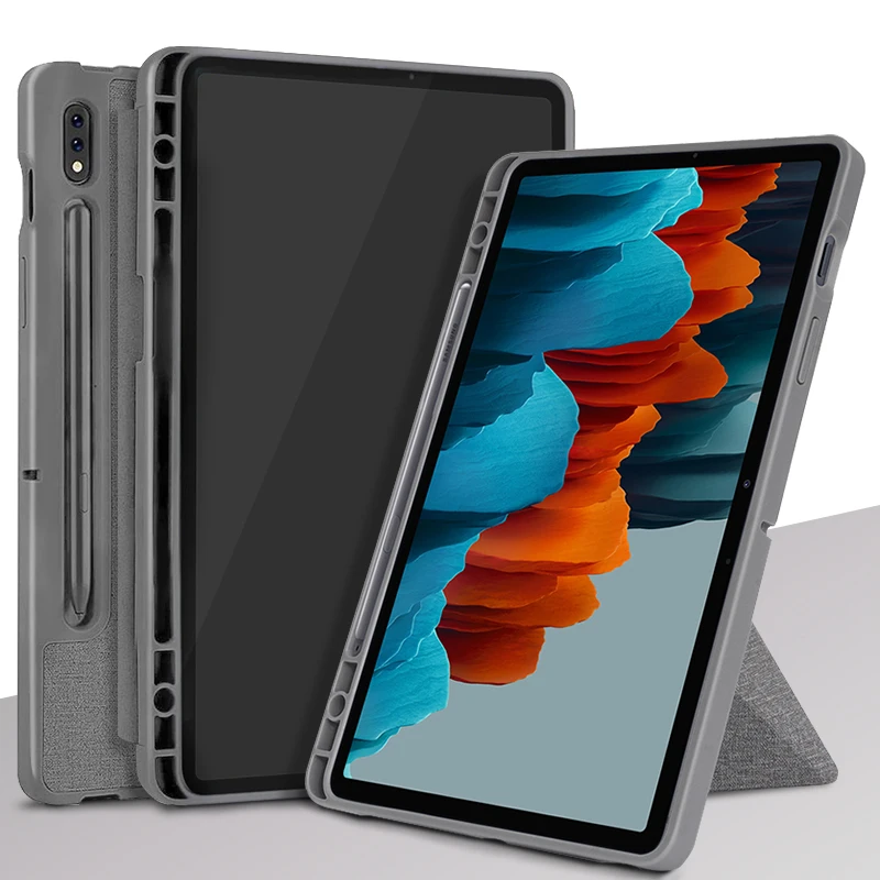 

S7 T736 with Pencil Holder Case for Samsung Galaxy Tab S7 FE sm-T730 T735 T736 12.4 inch 2021 soft PU Leather Tablet Cover