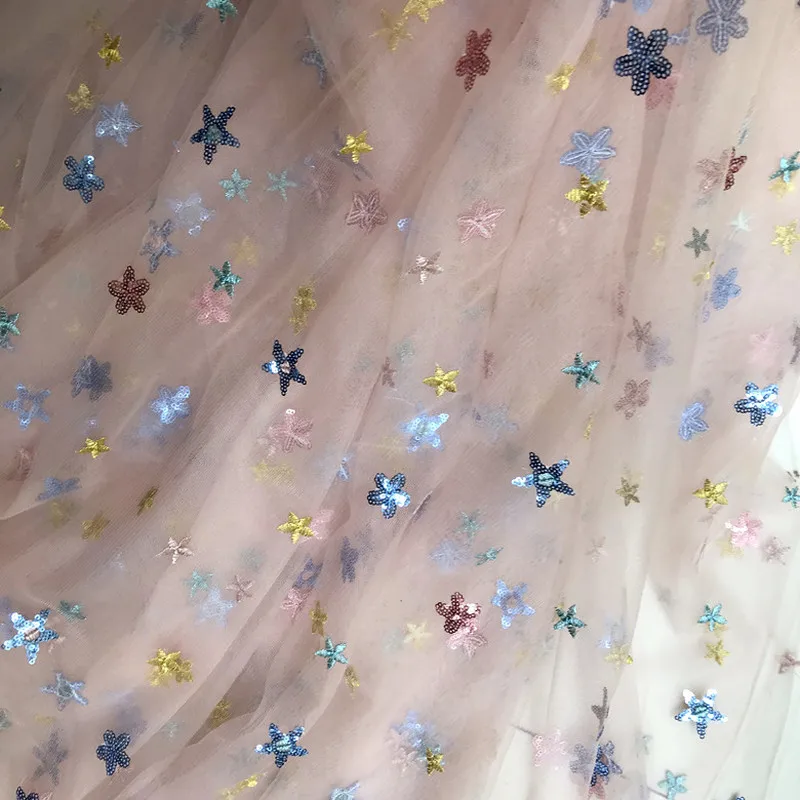 130 см X50CM изготовленное на блестящих звезд блесток Тюль мягкая ткань для