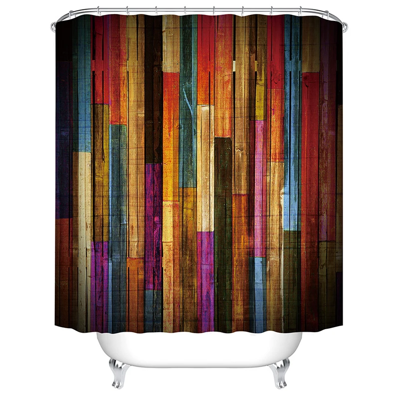 

Красочная деревянная занавеска для душа в фермерском стиле, декор для ванной, Прямая поставка, водонепроницаемая занавеска для ванной