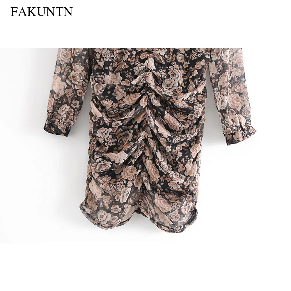 

Women Floral Dress 2020 Autumn Fashion O Neck Long Sleeve Casual Elegant Vintage Party Printed Chiffon Women's Dresses vestidos