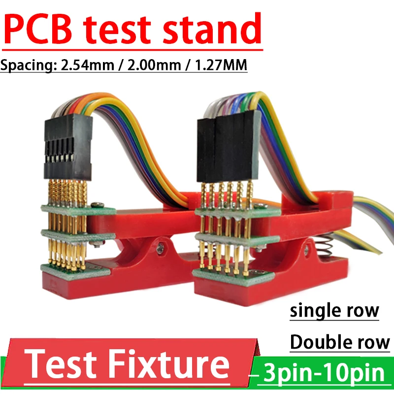 2.54mm 2.00mm 1.27mm 3P 4P 5P 6P 7P 8P 10P PCB Test Stand programming Debug Download Burning Clip pin JTAG Fixture Probe cable