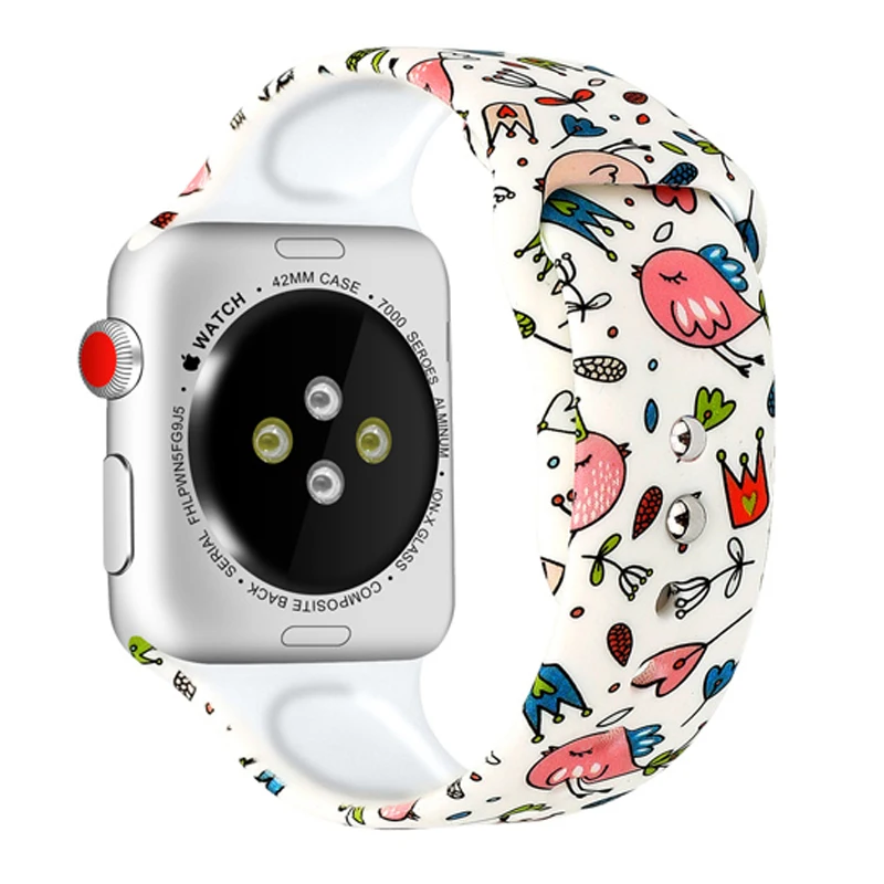 Silcone Ремешок для Apple watch 4 44 мм 40 мм ремешок для часов iwatch 3 2 1 узор спортивный браслет на запястье 42 мм 38 мм аксессуары