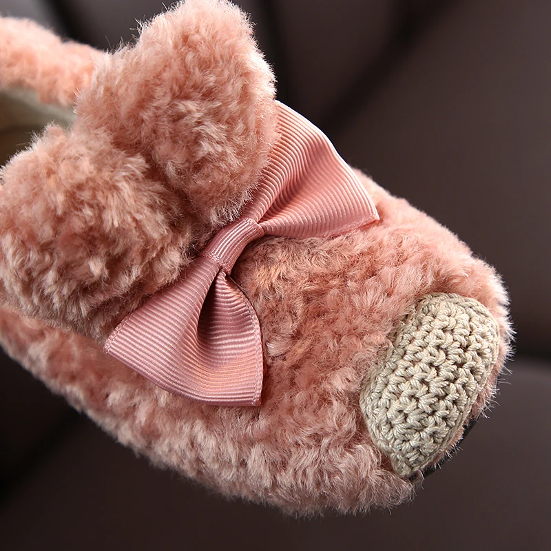 Новая детская зимняя обувь на плюшевой подкладке Платье принцессы с бантом для