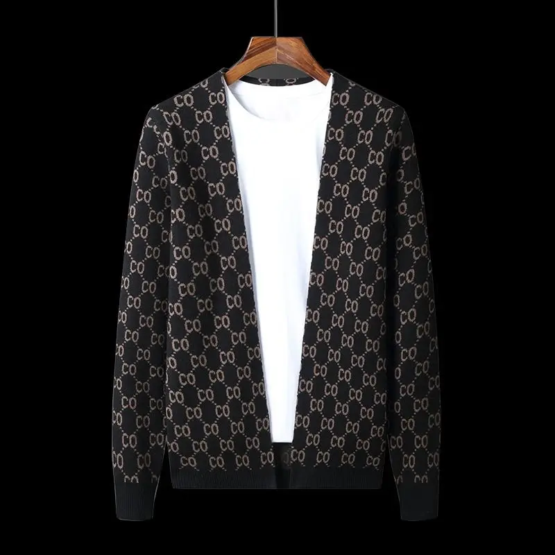 

2021 Spring and Autumn New Knitted Cardigan Men 's Coat Top Korean Fashion Outerwear Sweater