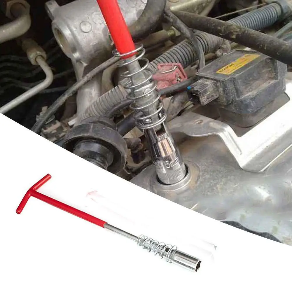 

Car Universal T-Handle Dual Use Spark Plug Wrench Kit Joint Socket Installer Wrench Remover Tool X5G6