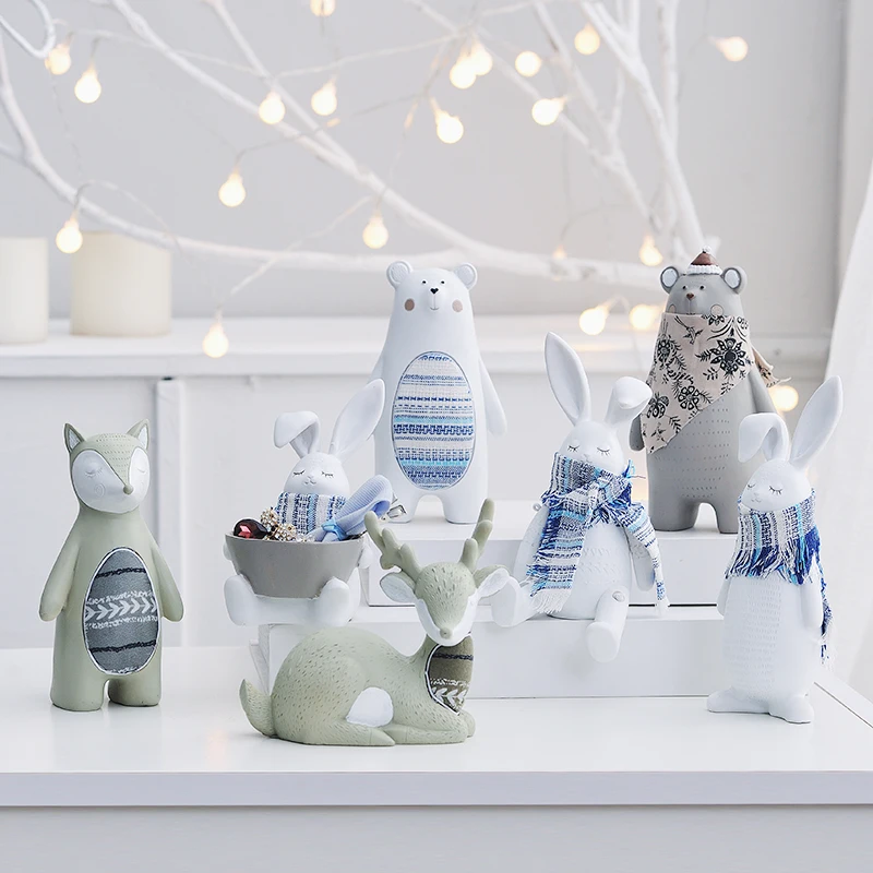 

Creative Rabbit Bear Resin Crafts Miniature Figurines Mini Animal Fairy Garden Gifts Home Decoration Accessories For Living Room