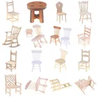 Модель деревянного стула 1:12 дюймов, кухонный стул, стул для ресторана, детская игрушка для ролевых игр, домашний декор для кукольного домика