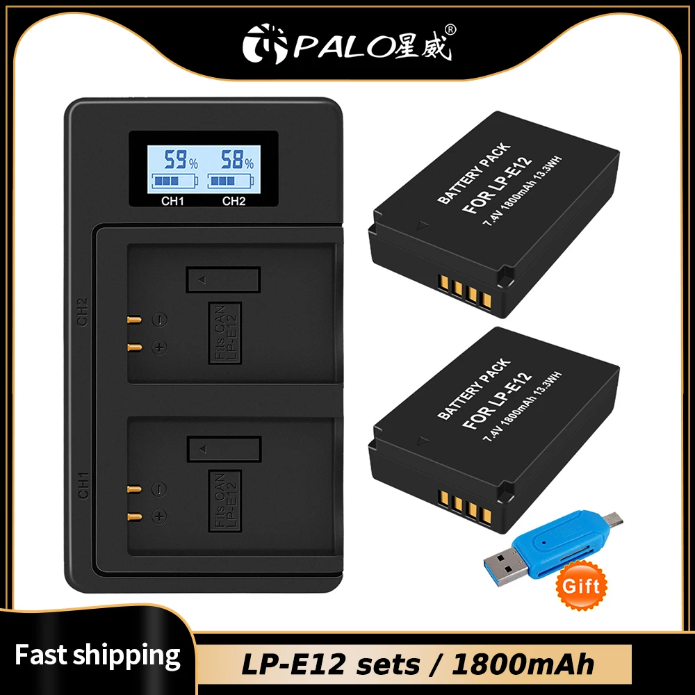 Palo LP E12 LPE12 Перезаряжаемые Батарея + ЖК дисплей USB Dual Зарядное устройство для
