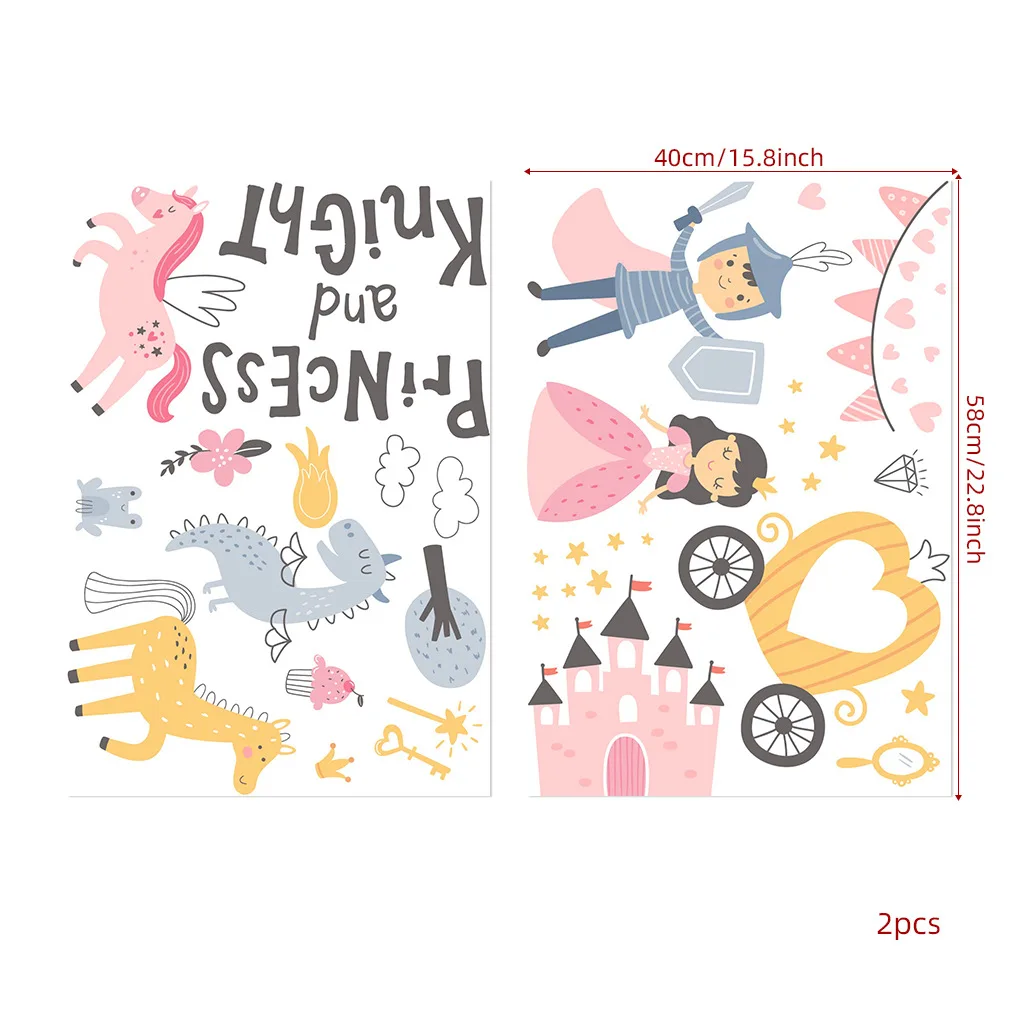 

Princesses stickers PVC spray painting, Unicorn Castle Wall stickers, Crown Carriage Wallpaper, personalized wall stickers