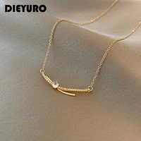 dieyuro stainless steel hairpin strip zircon pendant necklace female fashion exquisite handmade jewelry accessories o%d0%b6%d0%b5%d1%80%d0%b5%d0%bb%d1%8c%d0%b5