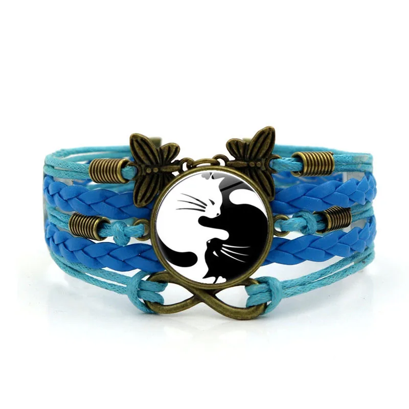 Новинка 2020 модный браслет с кристаллами в виде кошки Инь Янь Тай Чи многослойный