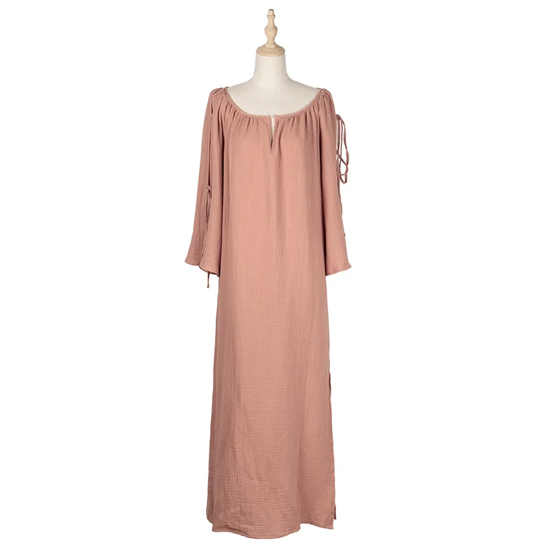 

2021 Spring High Waist Bandage Dress Women Long Solid Color Split Full Sleeve Elegant Dress Ladies Casual Summer Dress