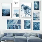 Океан Дельфин синий кит хвост художественная стена с цитатой Холст Картина скандинавские плакаты и принты настенные картины для гостиной домашний декор