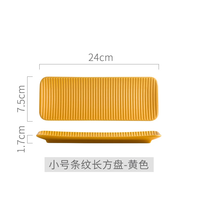 

Nordic Ceramic Rectangular Sushi Long Plate Dessert Cake Snack Pastry Western Food Salmon Sashimi Grilled Chicken Wings Plate