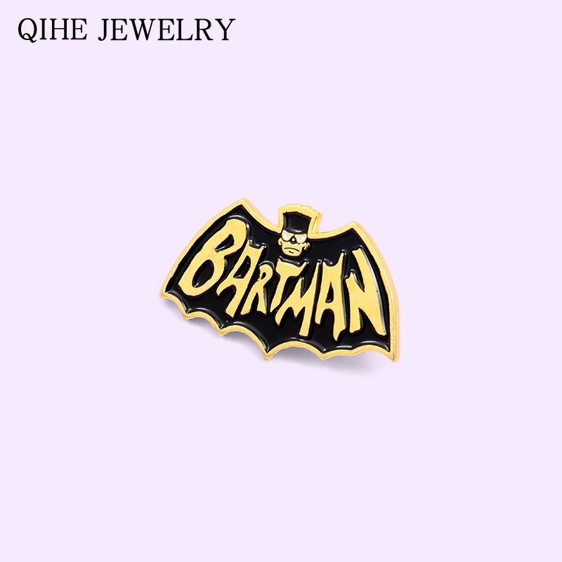 Эмалированная брошь в виде черной летучей мыши мультяшный герой ТВ-шоу фильм для