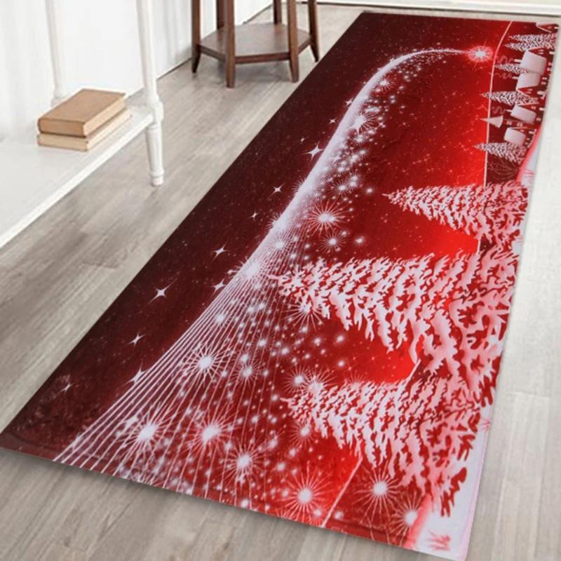 Красный Рождественский тематический коврик Мягкий Нескользящий Коврик для пола