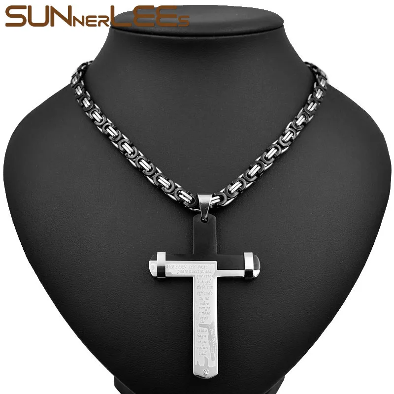 SUNNERLEES ожерелье из нержавеющей стали с подвеской в виде Креста Иисуса Христа