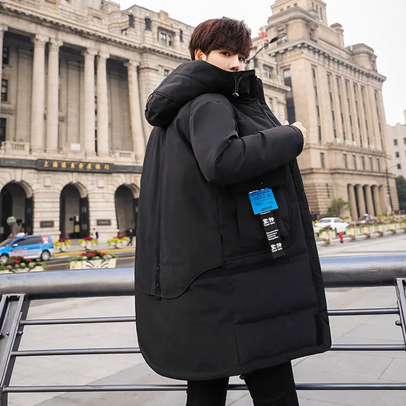 Liketkit мужские зимние длинные куртки 2019 одноцветные из кусков толстые хаки парки