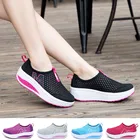 Летняя женская прогулочная обувь, легкие дышащие спортивные туфли, повседневная обувь на толстой подошве для ленивых
