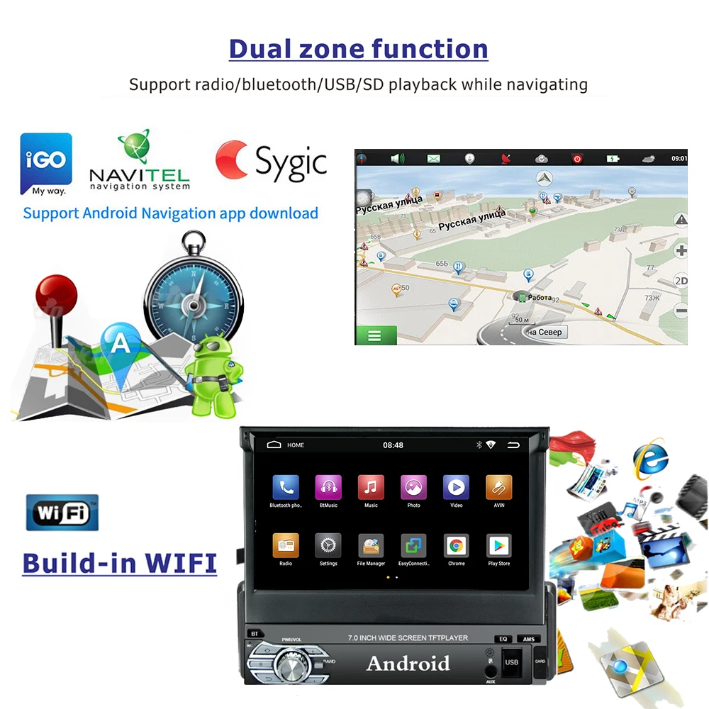 2G + 32G 1din Android 8 1 GPS Авто mutimedia плеер 7 дюймов 1080P сенсорный экран головное устройство