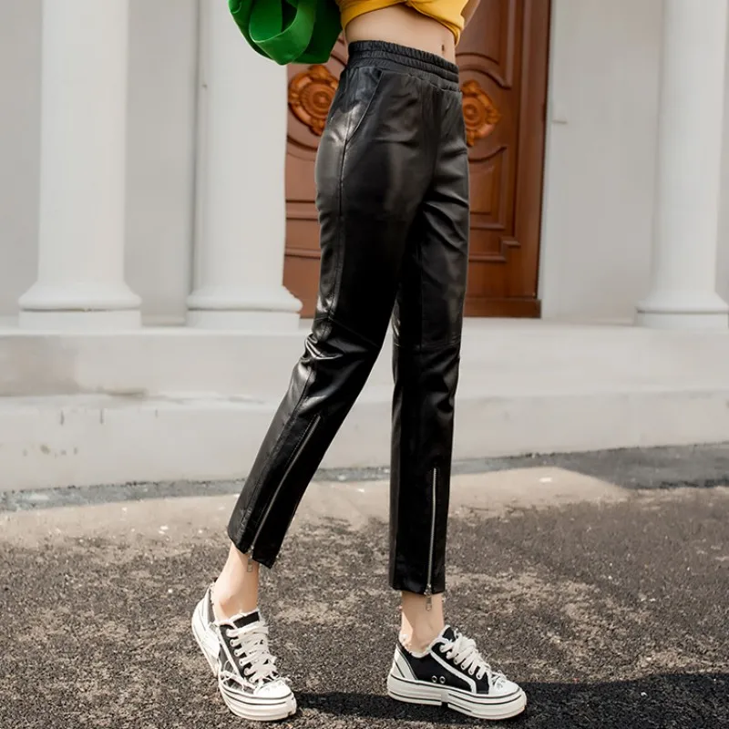 Женские брюки-карандаш до щиколотки дизайнерские брюки из натуральной овечьей