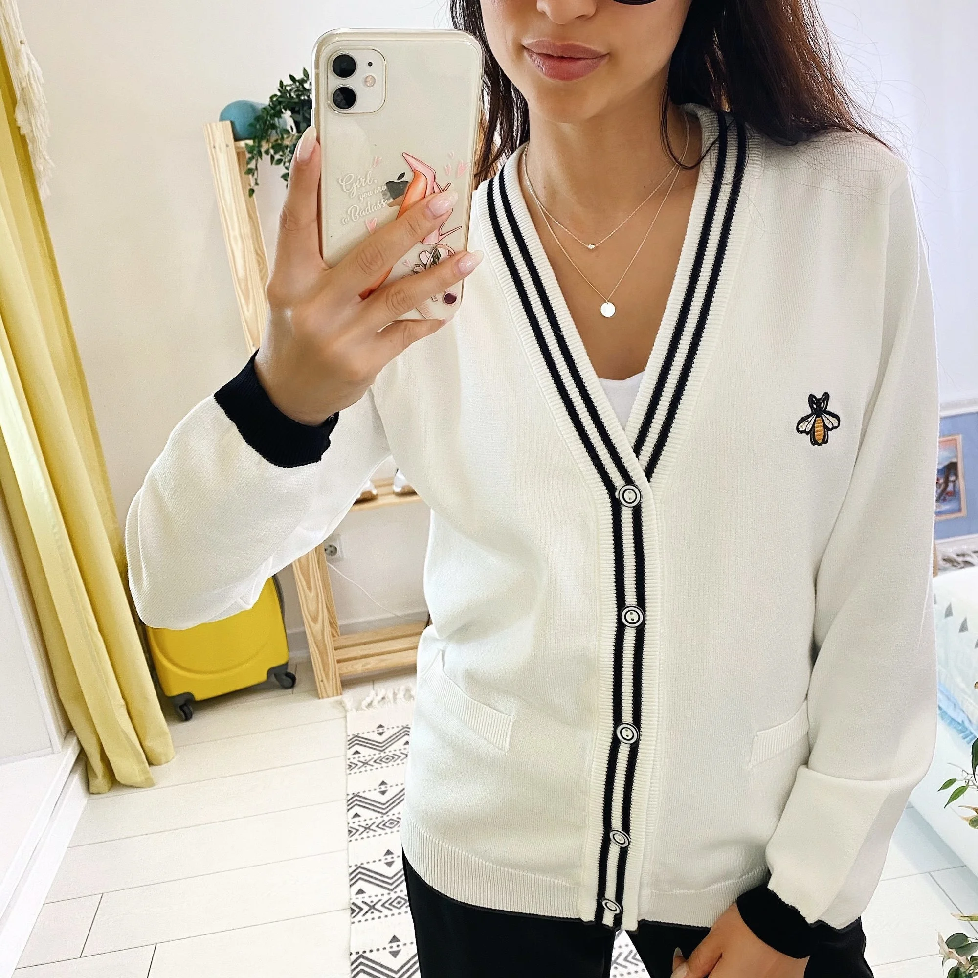 

JCHB Spring Autumn Women Casual Cardigans S-xl Knitted Long Sleeve Sweater v Neck Female Jumper Coat Open Cardigan