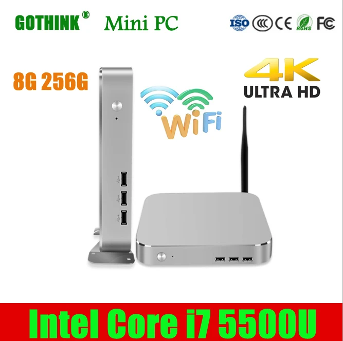 GOTHINK мини-ПК с WiFi 4K Intel Core i7 5500U 8G 256G двухъядерный четырехъядерный 2,4 ГГц Поддержка WIN7/8/10 LINUX карманный ПК HDMI