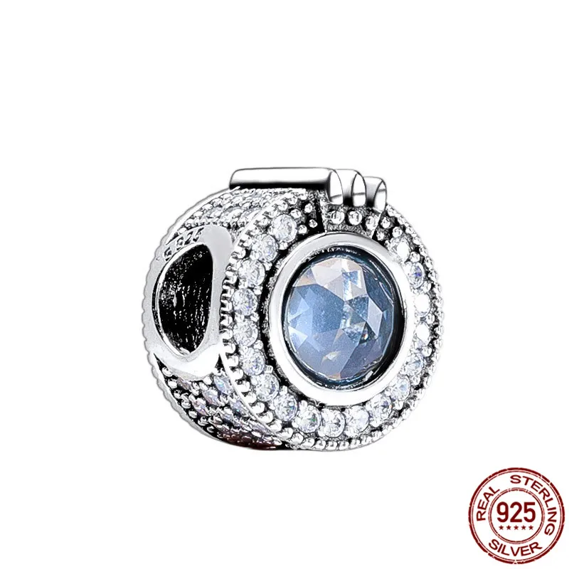 

Натуральная 925 стерлингового серебра блеск с синей короной подходят оригинальный 3 мм браслет на зестежке с делая Модный чехол типа «сделай ...