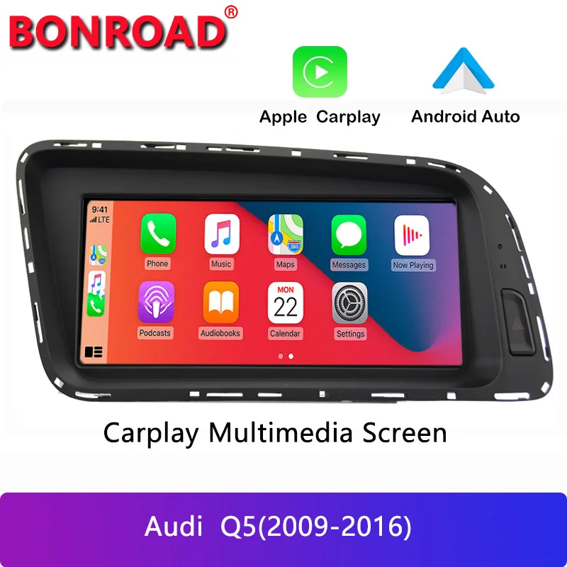

Bonroad 8,8 ''беспроводной Carplay мультимедийный дисплей сенсорный экран Android автомобильный Головной блок для Audi Q5 2009-2017