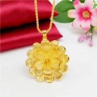 big flower pendant chain yellow gold filled wedding womens vintage bridal pendant necklace beautiful large jewelry