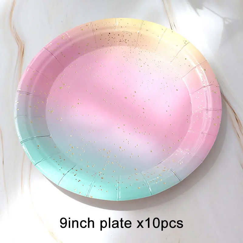Градиент цвета радуги набор одноразовой посуды Бронзирующая точечная
