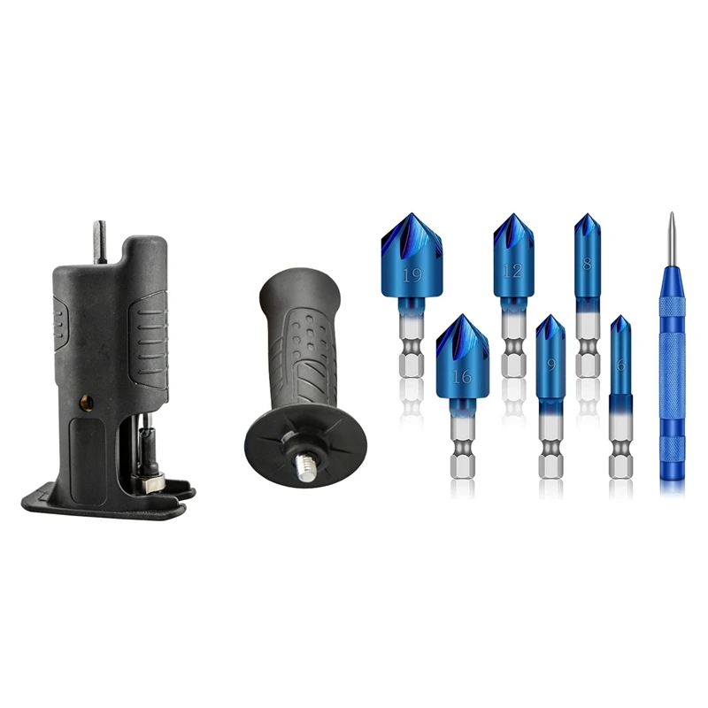 

6Pcs 90 Degree Countersink Set HSS Countersink With Multifunctional Optional Saw Conversion Head