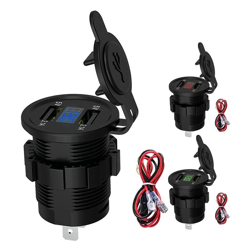 

4,2 а автомобильный двухпортовый фонарь прикуриватель светодиодный вольтметр с водонепроницаемой крышкой