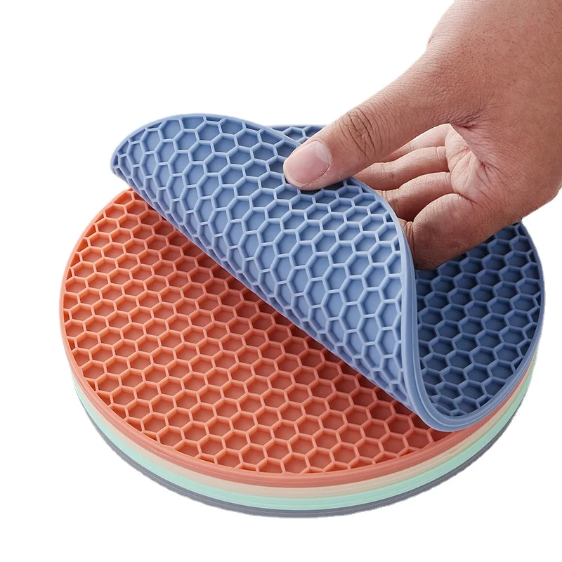 

Round Insulation Silicone Mat Non-Slip Heat-Resistant Anti-Scalding Honeycomb Microwave oven mat Pot Holder Thicken Coasters