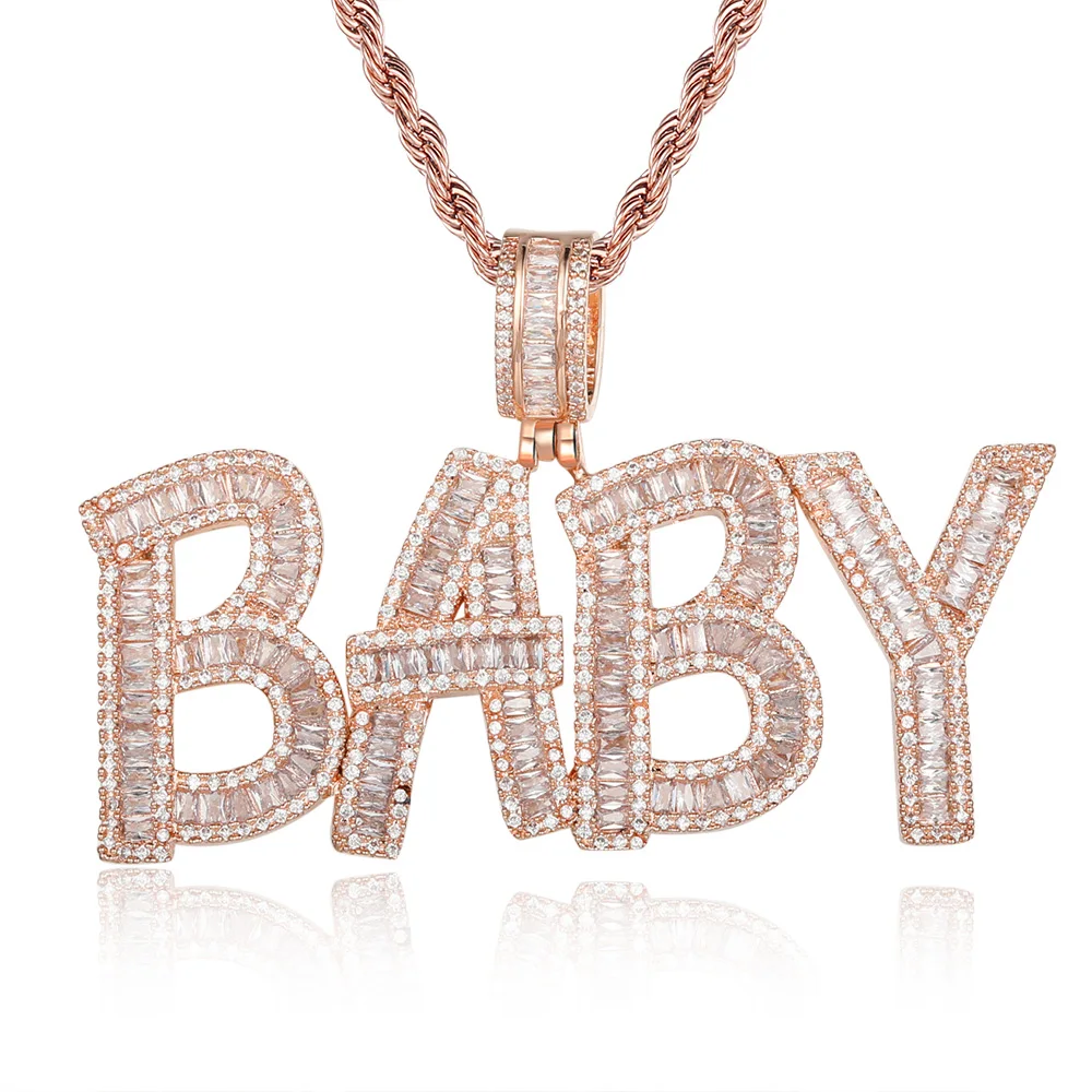 

Custom Name Letter CEO Baguette Zircon Pendant Necklace 100% Micro Pave CZ Hip Hop Iced Out Tennis Chain Jewelry Dropshipping